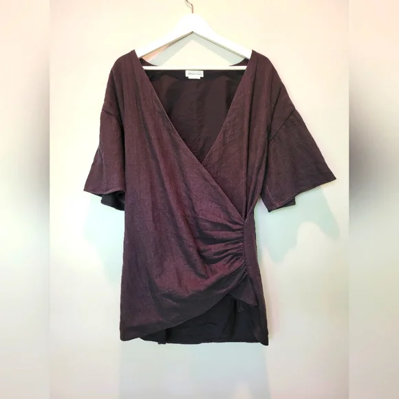 Lovers + Friends Thaylise Linen Black Surplice V Neck Mini Dress SZ S - Picture 8 of 12